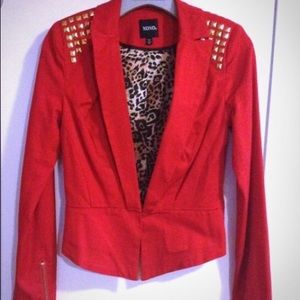 Xoxo red blazer with gold studs